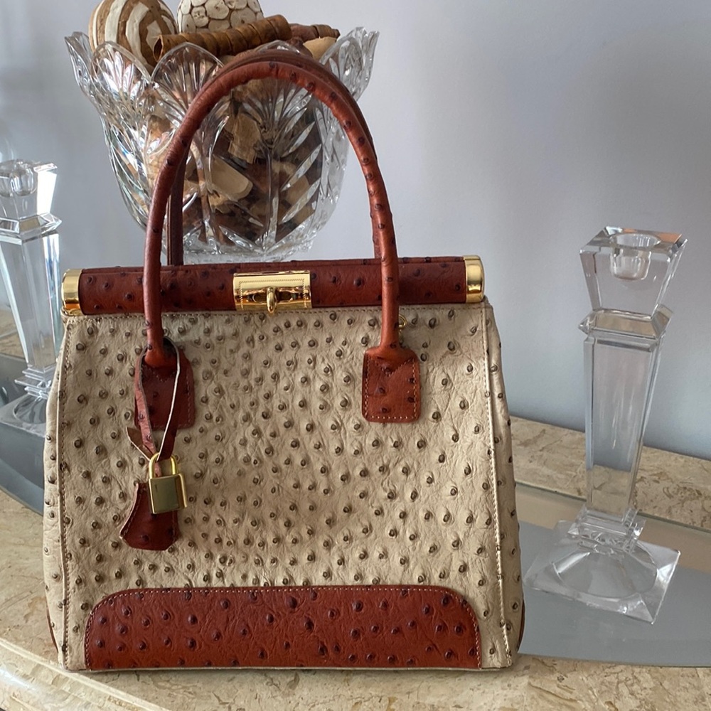 Italian authentic ostrich leather bag